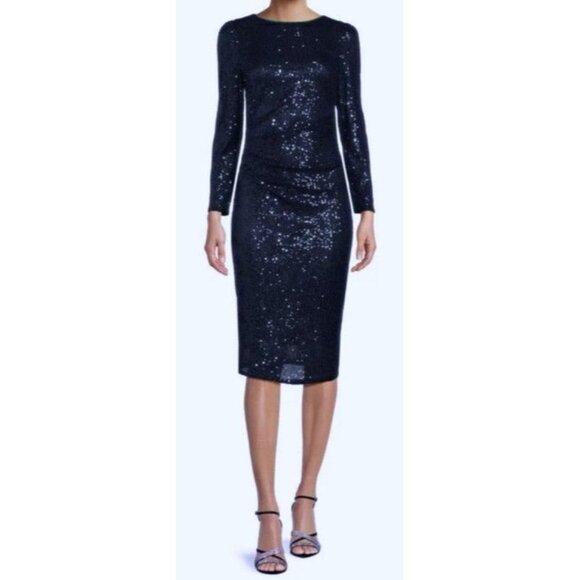 Nannette Lepore Women's Sequin Sheath Dress Navy Size 6 - Picture 1 of 7